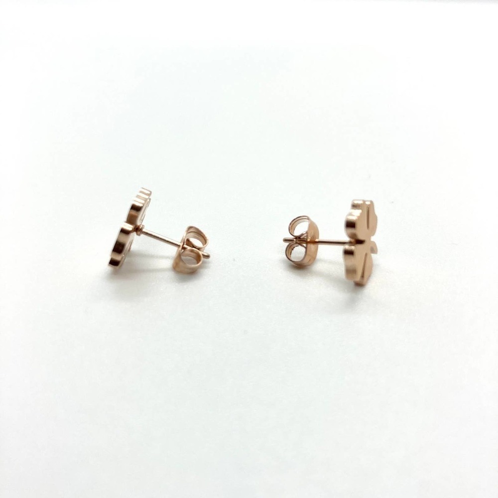 Rose Gold Four Leaf Clover Earring Pair - Picture 5 of 9